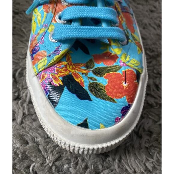 Superga 2750 Blue With Floral Pattern Women’s Shoes Size 8 - Picture 8 of 9
